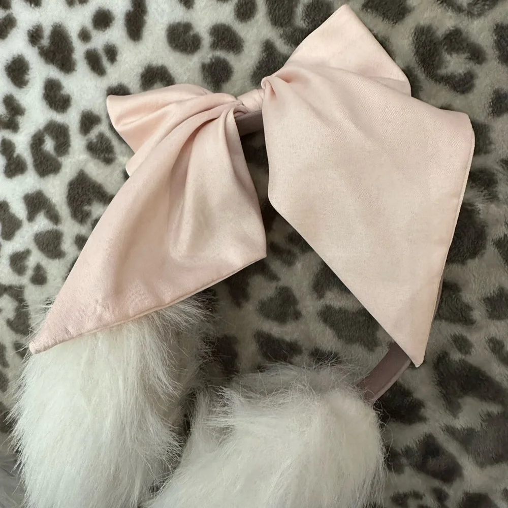 GapKids Bow Ribbon Faux Fur Earmuffs in Pink White One Size